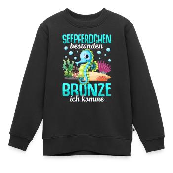 Seepferdchen Abzeichen Seepferdchen bestanden - Kinder Premium Organic Sweatshirt - Schwarz - Vorne - AI Model Kid Female (0cm)