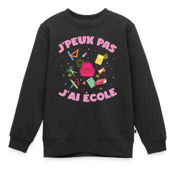 J'peux pas j'ai école rentrée scolaire sac à dos - Sweat Premium enfant bio - noir - Devant - AI Model Kid Female (0cm)