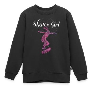 Skater Fille Skateboarder Skater Halfpipe - Sweat Premium enfant bio - noir - Devant - AI Model Kid Female (0cm)