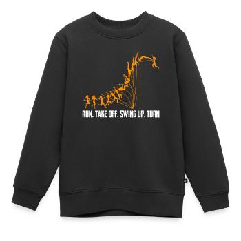 Run Take Off Swing Up Turn Pole Vault - Kids Premium Organic Sweatshirt - black - Front - AI Model Kid Female (0cm)