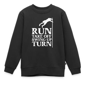Run Take Off Swing Up Turn Pole Vault - Kids Premium Organic Sweatshirt - black - Front - AI Model Kid Female (0cm)
