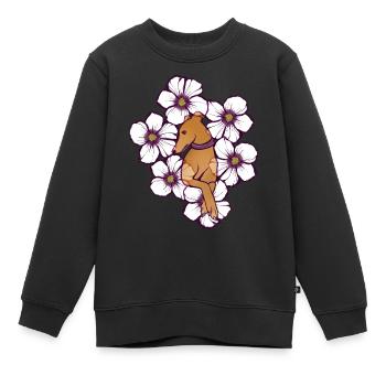 Windhund Floral - Kinder Premium Organic Sweatshirt - Schwarz - Vorne - AI Model Kid Female (0cm)