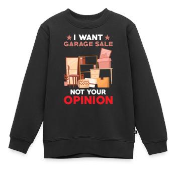 Slogan de vente de garage - Sweat Premium enfant bio - noir - Devant - AI Model Kid Female (0cm)