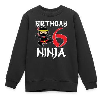 Cadeau Ninja d’anniversaire de six ans - Sweat Premium enfant bio - noir - Devant - AI Model Kid Female (0cm)