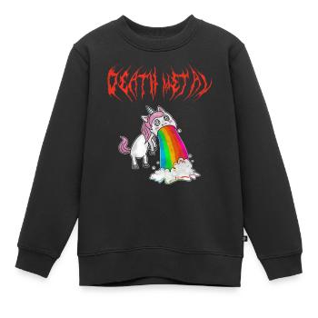 Kotzendes Death Metal Einhorn Rosa - Kinder Premium Organic Sweatshirt - Schwarz - Vorne - AI Model Kid Female (0cm)