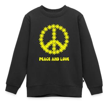 Signe de la Paix Jaune Pâquerettes Flower Power - Sweat Premium enfant bio - noir - Devant - AI Model Kid Female (0cm)