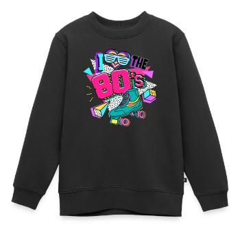 Années 80 J’aime Les années 80 - Sweat Premium enfant bio - noir - Devant - AI Model Kid Female (0cm)