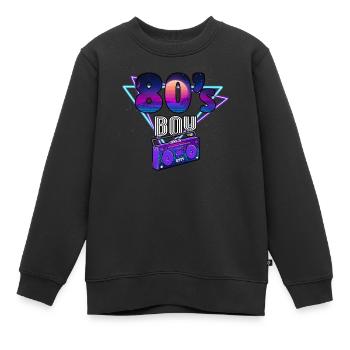 Années 80 80 Hommes - Sweat Premium enfant bio - noir - Devant - AI Model Kid Female (0cm)