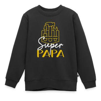 Super Papa - Sweat Premium enfant bio - noir - Devant - AI Model Kid Female (0cm)