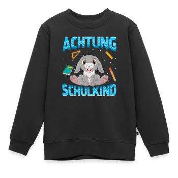 Einschulung Achtung Schulkind Geschenk Hase - Kinder Premium Organic Sweatshirt - Schwarz - Vorne - AI Model Kid Female (0cm)