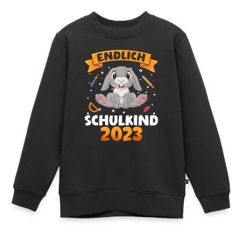 Endlich Schulkind 2023 1. Klasse - Kinder Premium Organic Sweatshirt - Schwarz - Vorne - AI Model Kid Female (0cm)