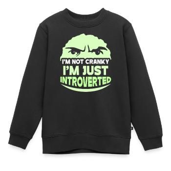 Je ne suis pas grincheux, je ne suis qu’introverti - Sweat Premium enfant bio - noir - Devant - AI Model Kid Female (0cm)