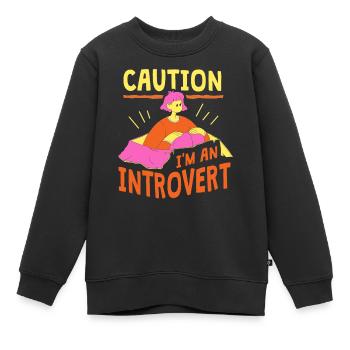 Attention Je suis un introverti timide - Sweat Premium enfant bio - noir - Devant - AI Model Kid Female (0cm)