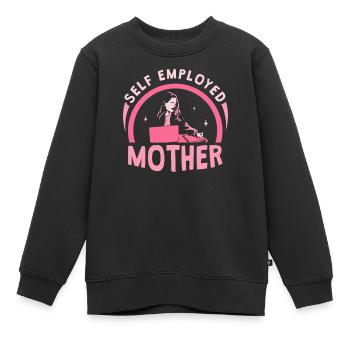 Mère indépendante Pigiste indépendante - Sweat Premium enfant bio - noir - Devant - AI Model Kid Female (0cm)