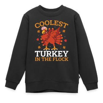 Thanksgivings Day - Coolest Turkey In The Flock - Kinder Premium Organic Sweatshirt - Schwarz - Vorne - AI Model Kid Female (0cm)