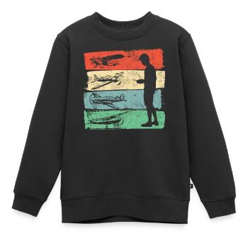 Modellflugzeug Flieger Flugzeug Pilot Modellflug - Kinder Premium Organic Sweatshirt - Schwarz - Vorne - AI Model Kid Female (0cm)