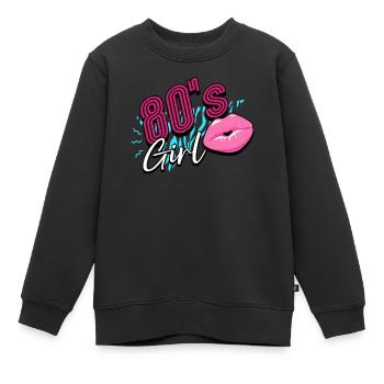 Fille des années 80 et 80 - Sweat Premium enfant bio - noir - Devant - AI Model Kid Female (0cm)