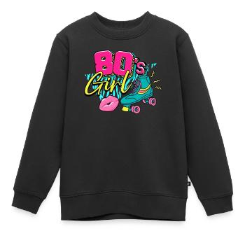 Fille des années 80 et 80 - Sweat Premium enfant bio - noir - Devant - AI Model Kid Female (0cm)