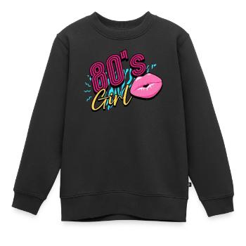 Fille des années 80 et 80 - Sweat Premium enfant bio - noir - Devant - AI Model Kid Female (0cm)