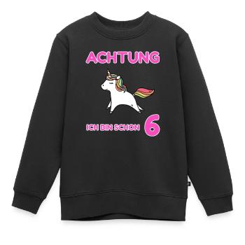 Achtung ich bin schon 6 - Kinder Premium Organic Sweatshirt - Schwarz - Vorne - AI Model Kid Female (0cm)
