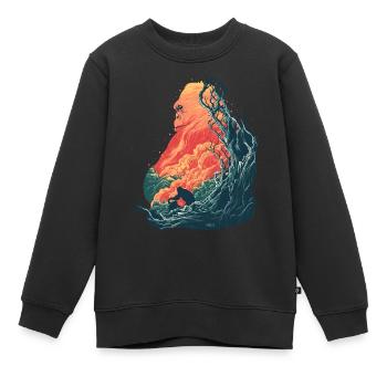 Famille de gorilles, Feu, Forêt tropicale - Sweat Premium enfant bio - noir - Devant - AI Model Kid Female (0cm)