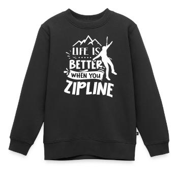 Das Leben Ist Besser Wenn Man Zipline Fährt Sport - Kinder Premium Organic Sweatshirt - Schwarz - Vorne - AI Model Kid Female (0cm)