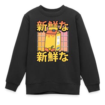 Süßer Kawaii Orangensaft - Kinder Premium Organic Sweatshirt - Schwarz - Vorne - AI Model Kid Female (0cm)