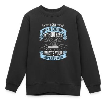 Je peux ouvrir des portes sans clés, serrurier - Sweat Premium enfant bio - noir - Devant - AI Model Kid Female (0cm)