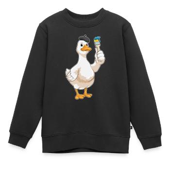 Peinture au pinceau Duck Painter - Sweat Premium enfant bio - noir - Devant - AI Model Kid Female (0cm)