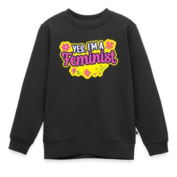 Oui je suis féministe féministe - Sweat Premium enfant bio - noir - Devant - AI Model Kid Female (0cm)