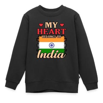 Inde - Sweat Premium enfant bio - noir - Devant - AI Model Kid Female (0cm)