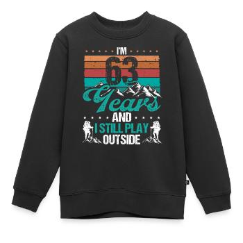 63 Year Old Hiker Mountains Hiking 63 Birthday - Kinder Premium Organic Sweatshirt - Schwarz - Vorne - AI Model Kid Female (0cm)