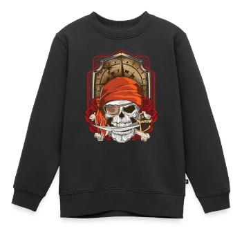 Jolly Roger Flag Crâne et Crossbones Pirate - Sweat Premium enfant bio - noir - Devant - AI Model Kid Female (0cm)
