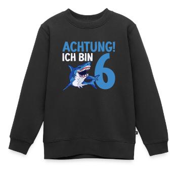 Achtung ich bin 6. Kindergeburtstag Hai - Kinder Premium Organic Sweatshirt - Schwarz - Vorne - AI Model Kid Female (0cm)