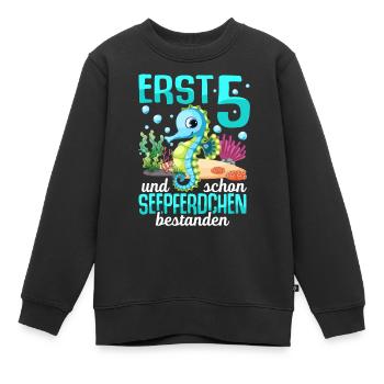 Seepferdchen Abzeichen Seepferdchen bestanden - Kinder Premium Organic Sweatshirt - Schwarz - Vorne - AI Model Kid Female (0cm)