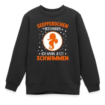 Seepferdchen Abzeichen Seepferdchen bestanden - Kinder Premium Organic Sweatshirt - Schwarz - Vorne - AI Model Kid Female (0cm)