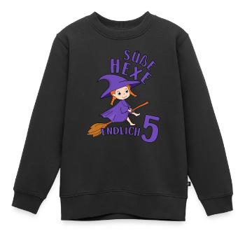 Süße Hexe Geburtstagsmotiv Ich Bin 5 Jahre Mädchen - Kinder Premium Organic Sweatshirt - Schwarz - Vorne - AI Model Kid Female (0cm)