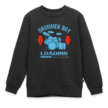 Drummer Boy Loading Drumset Cool Drummer Gift - Kinder Premium Organic Sweatshirt - Schwarz - Vorne - AI Model Kid Female (0cm)