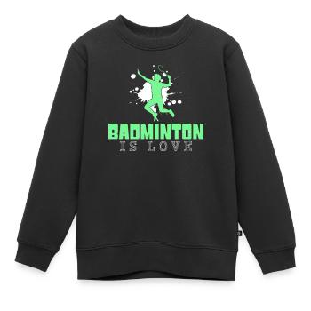 Badminton - Sweat Premium enfant bio - noir - Devant - AI Model Kid Female (0cm)