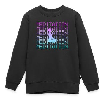Méditation - Sweat Premium enfant bio - noir - Devant - AI Model Kid Female (0cm)