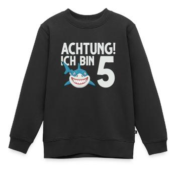 Achtung ich bin 5. Kindergeburtstag Hai - Kinder Premium Organic Sweatshirt - Schwarz - Vorne - AI Model Kid Female (0cm)