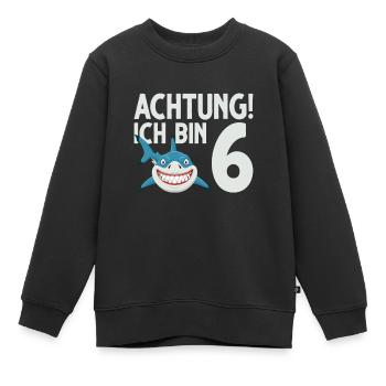Achtung ich bin 6. Kindergeburtstag Hai - Kinder Premium Organic Sweatshirt - Schwarz - Vorne - AI Model Kid Female (0cm)