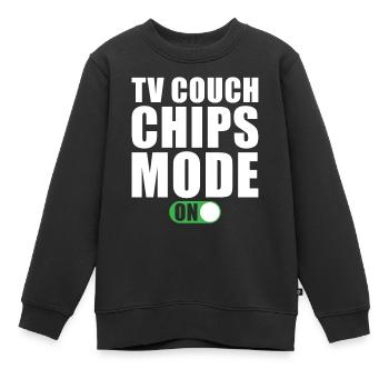 Tv Couch Chips Modus Ein - Kinder Premium Organic Sweatshirt - Schwarz - Vorne - AI Model Kid Female (0cm)