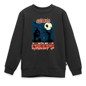 Happy Halloween Party Hexe Fledermaus Grusel Spuk - Kinder Premium Organic Sweatshirt - Schwarz - Vorne - AI Model Kid Female (0cm)