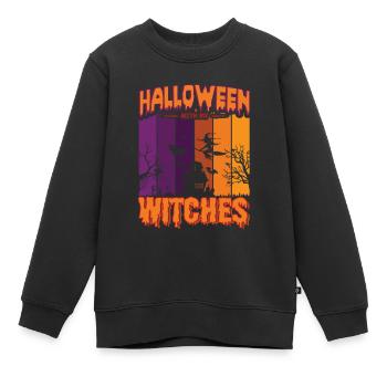 Happy Halloween Party Hexe Fledermaus Grusel Spuk - Kinder Premium Organic Sweatshirt - Schwarz - Vorne - AI Model Kid Female (0cm)