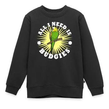 Perruche Perruche Budgerigar - Sweat Premium enfant bio - noir - Devant - AI Model Kid Female (0cm)