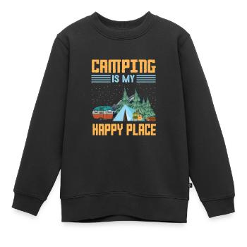 Camping Campingplatz zelten Zelt Wohnwagen glampin - Kinder Premium Organic Sweatshirt - Schwarz - Vorne - AI Model Kid Female (0cm)