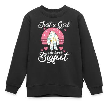 Nur Ein Mädchen, Das Bigfoot Sasquatch Liebt - Kinder Premium Organic Sweatshirt - Schwarz - Vorne - AI Model Kid Female (0cm)