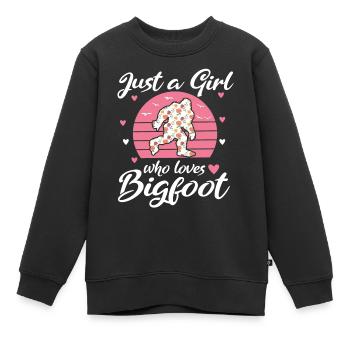 Nur Ein Mädchen, Das Bigfoot Sasquatch Liebt - Kinder Premium Organic Sweatshirt - Schwarz - Vorne - AI Model Kid Female (0cm)