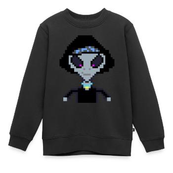 Pixel Alien "Black Girl" - Kinder Premium Organic Sweatshirt - Schwarz - Vorne - AI Model Kid Female (0cm)